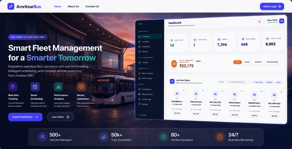 ISBT Amritsar — Smart Fleet & Bus Stand Terminal OS - SoftBuilt Solutions Portfolio Case Study